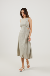 Cut-Out Midi Dress in Clay